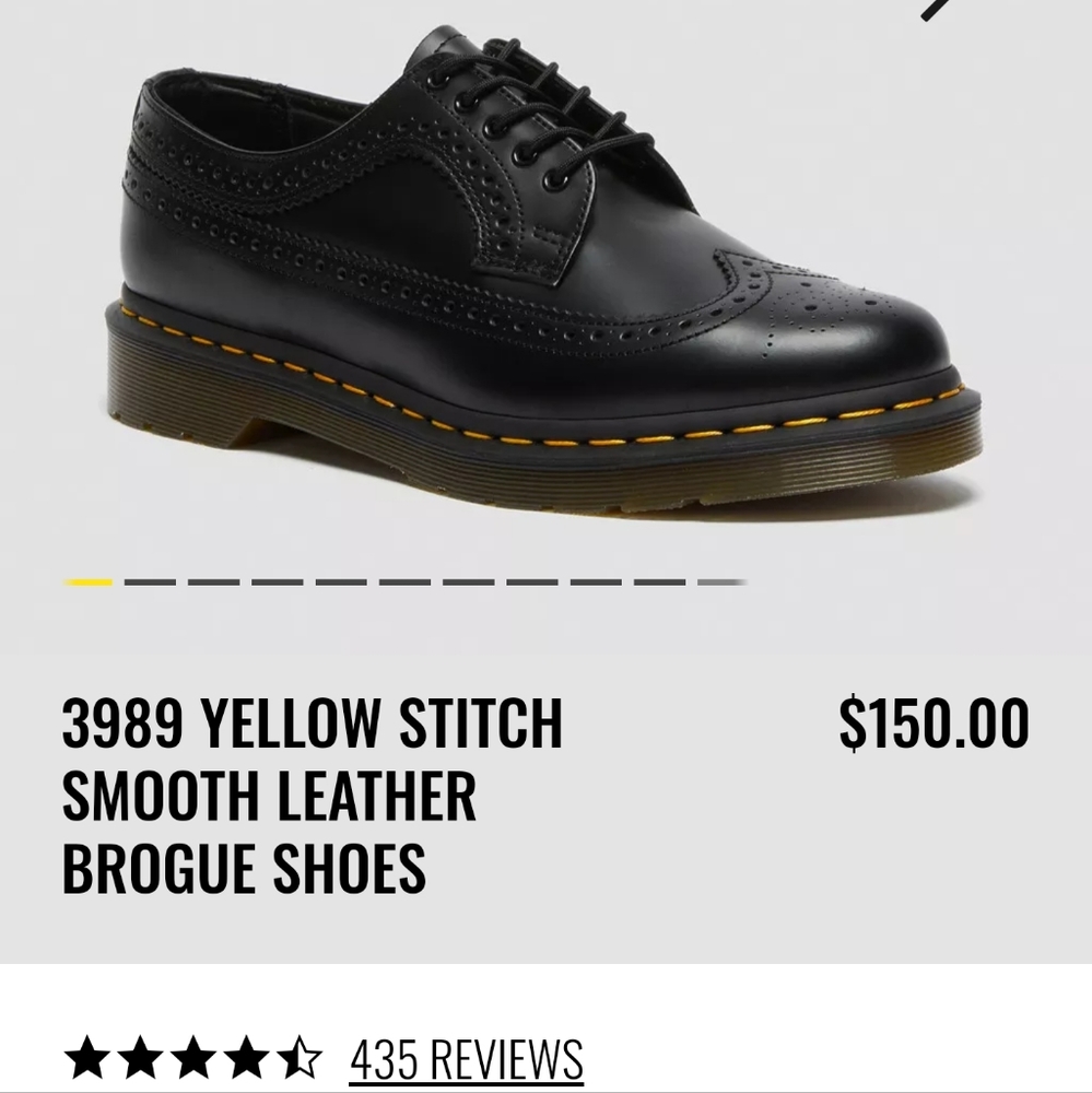 DR. MARTENS 3989 yellow stitch smooth leather brogue shoes.